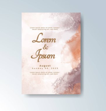 Soyut suluboya arkaplan içeren düğün davetiyesi