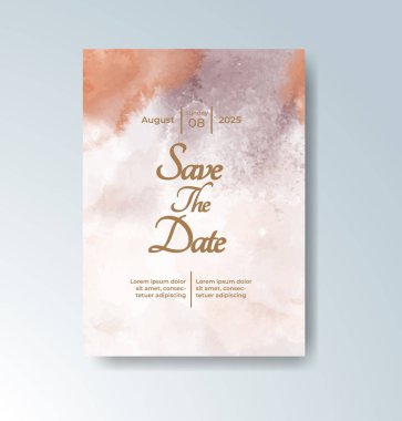 Soyut suluboya arkaplan içeren düğün davetiyesi