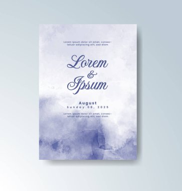 Soyut suluboya arkaplan içeren düğün davetiyesi