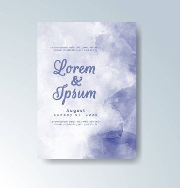 Soyut suluboya arkaplan içeren düğün davetiyesi