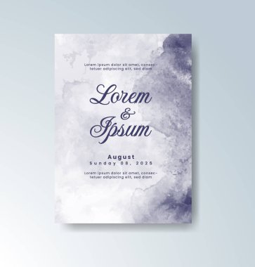 Soyut suluboya arkaplan içeren düğün davetiyesi