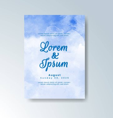 Soyut suluboya arkaplan içeren düğün davetiyesi