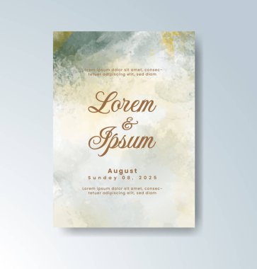 Soyut suluboya arkaplan içeren düğün davetiyesi