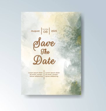 Soyut suluboya arkaplan içeren düğün davetiyesi