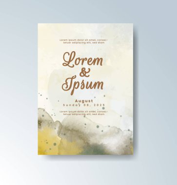 Soyut suluboya arkaplan içeren düğün davetiyesi