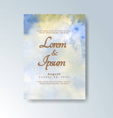 Soyut suluboya arkaplan içeren düğün davetiyesi