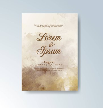 Soyut suluboya arkaplan içeren düğün davetiyesi