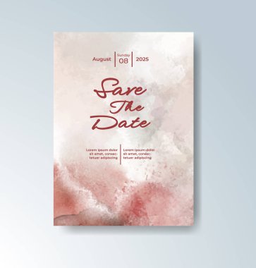 Soyut suluboya arkaplan içeren düğün davetiyesi