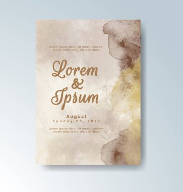 Soyut suluboya arkaplan içeren düğün davetiyesi