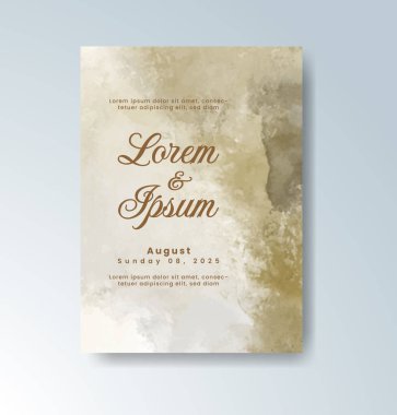 Soyut suluboya arkaplan içeren düğün davetiyesi