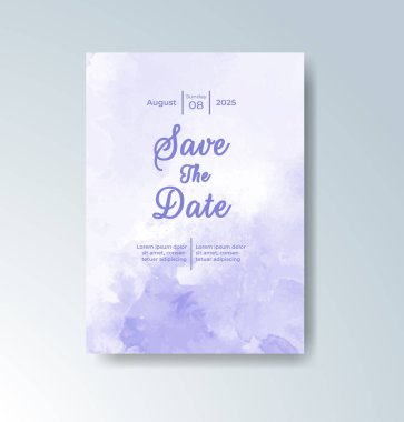 Soyut suluboya arkaplan içeren düğün davetiyesi