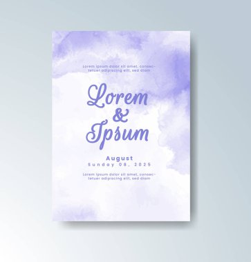 Soyut suluboya arkaplan içeren düğün davetiyesi