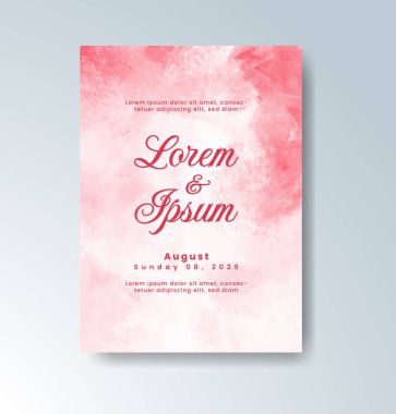 Soyut suluboya arkaplan içeren düğün davetiyesi