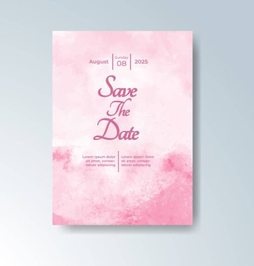 Soyut suluboya arkaplan içeren düğün davetiyesi