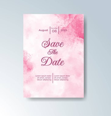 Soyut suluboya arkaplan içeren düğün davetiyesi