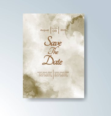 Soyut suluboya arkaplan içeren düğün davetiyesi