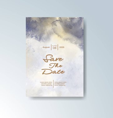 Soyut suluboya arkaplan içeren düğün davetiyesi