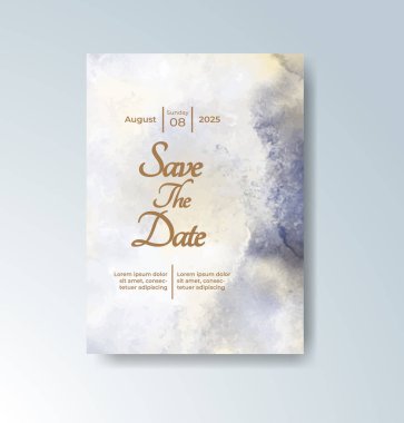 Soyut suluboya arkaplan içeren düğün davetiyesi