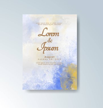 Soyut suluboya arkaplan içeren düğün davetiyesi