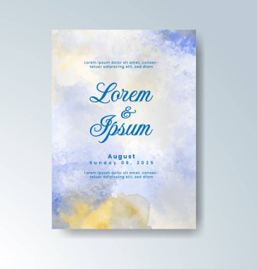 Soyut suluboya arkaplan içeren düğün davetiyesi