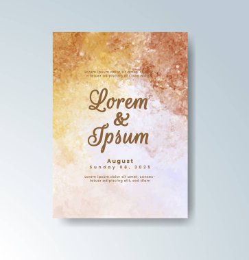 Soyut suluboya arkaplan içeren düğün davetiyesi