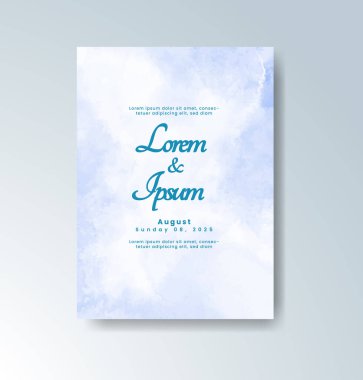 Soyut suluboya arkaplan içeren düğün davetiyesi