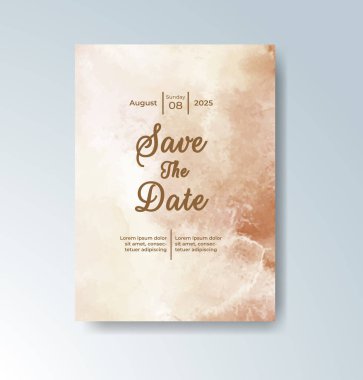 Soyut suluboya arkaplan içeren düğün davetiyesi