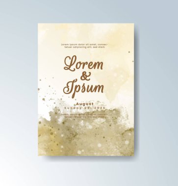 Soyut suluboya arkaplan içeren düğün davetiyesi