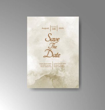 Soyut suluboya arkaplan içeren düğün davetiyesi