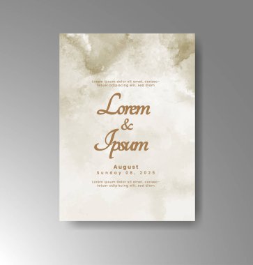 Soyut suluboya arkaplan içeren düğün davetiyesi