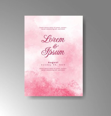 Soyut suluboya arkaplan içeren düğün davetiyesi