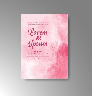 Soyut suluboya arkaplan içeren düğün davetiyesi