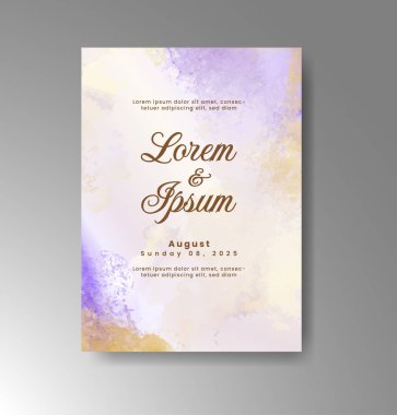 Soyut suluboya arkaplan içeren düğün davetiyesi