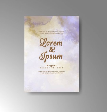 Soyut suluboya arkaplan içeren düğün davetiyesi