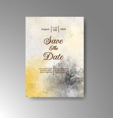 Soyut suluboya arkaplan içeren düğün davetiyesi