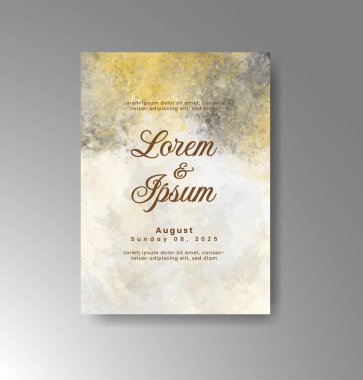 Soyut suluboya arkaplan içeren düğün davetiyesi