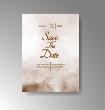 Soyut suluboya arkaplan içeren düğün davetiyesi