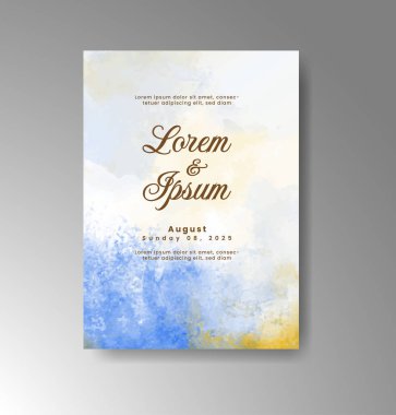 Soyut suluboya arkaplan içeren düğün davetiyesi