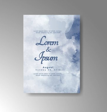 Soyut suluboya arkaplan içeren düğün davetiyesi