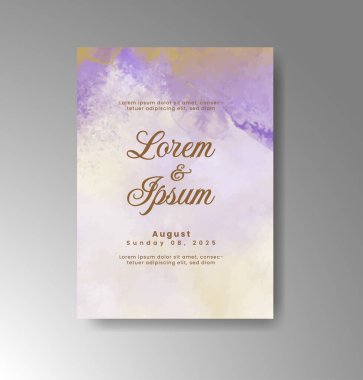 Soyut suluboya arkaplan içeren düğün davetiyesi