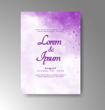 Soyut suluboya arkaplan içeren düğün davetiyesi