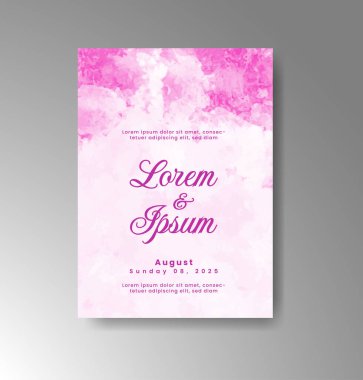 Soyut suluboya arkaplan içeren düğün davetiyesi