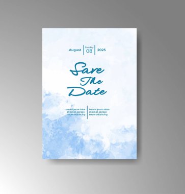 Soyut suluboya arkaplan içeren düğün davetiyesi