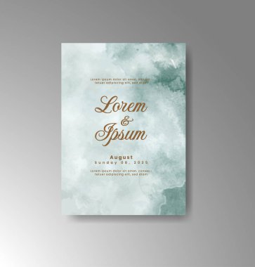 Soyut suluboya arkaplan içeren düğün davetiyesi