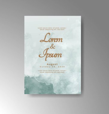 Soyut suluboya arkaplan içeren düğün davetiyesi