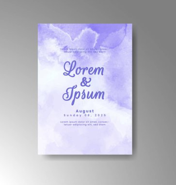 Soyut suluboya arkaplan içeren düğün davetiyesi