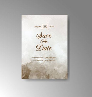 Soyut suluboya arkaplan içeren düğün davetiyesi