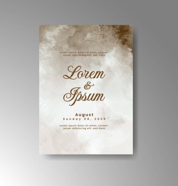 Soyut suluboya arkaplan içeren düğün davetiyesi