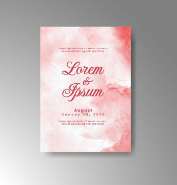 Soyut suluboya arkaplan içeren düğün davetiyesi