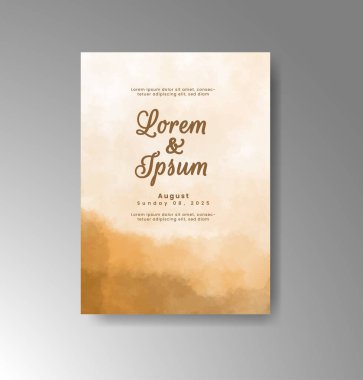 Soyut suluboya arkaplan içeren düğün davetiyesi